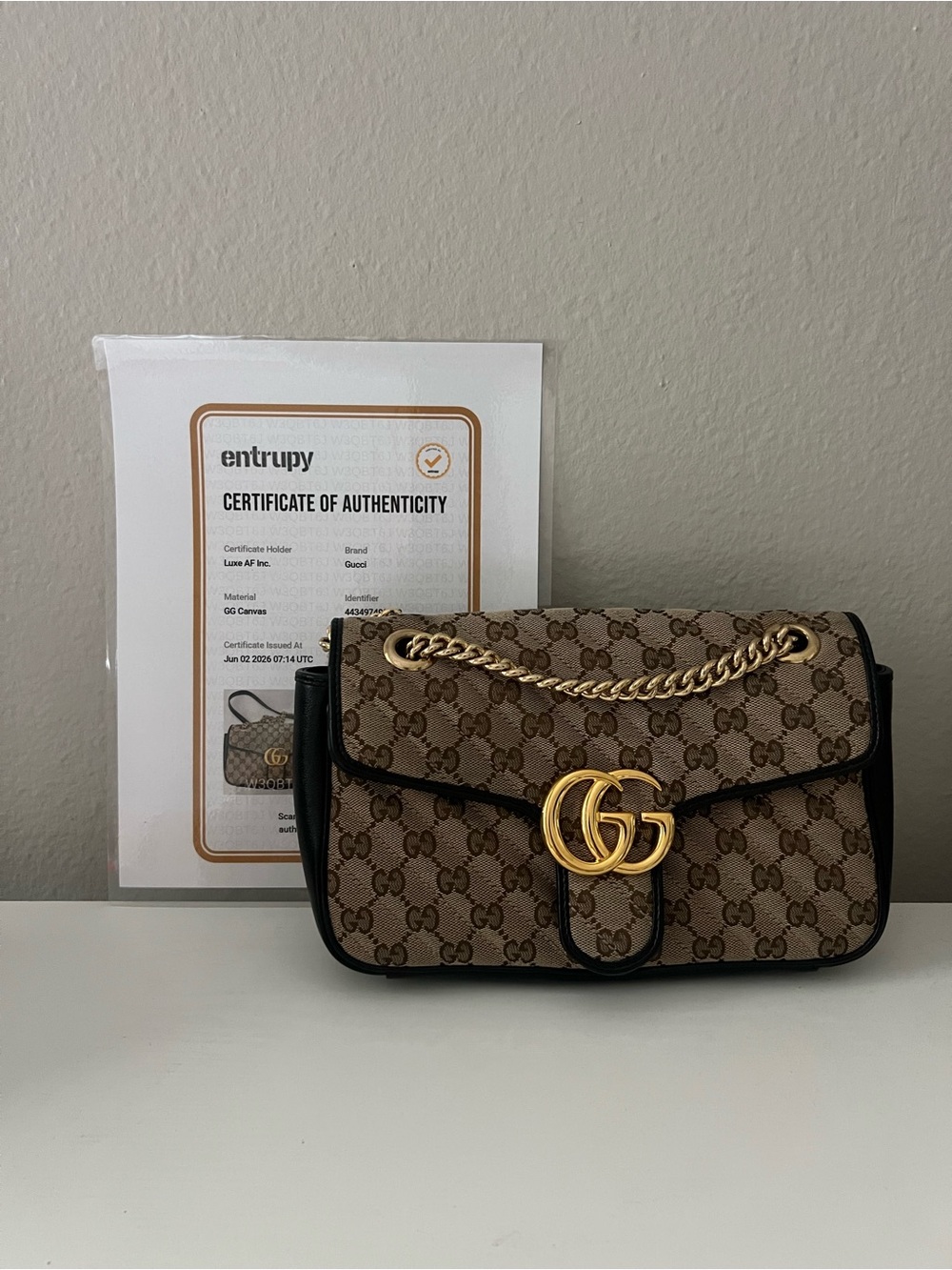 Gucci Brown GG Canvas Shoulder Bag with Gold Hardware